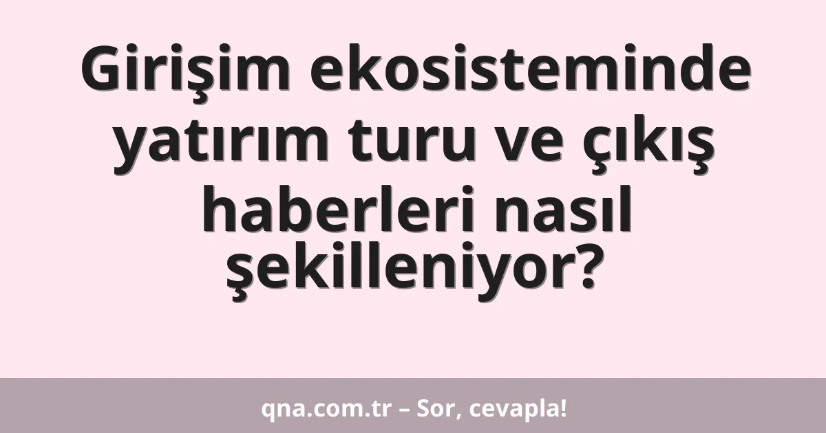 Girişim ekosisteminde yatırım turu ve çıkış haberleri nasıl şekilleniyor?