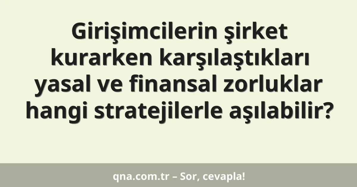 Girişimcilerin şirket kurarken karşılaştıkları yasal ve finansal zorluklar hangi stratejilerle aşılabilir?