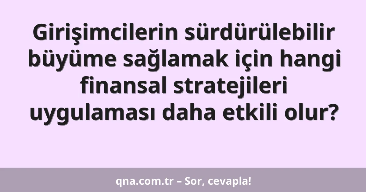 Girişimcilerin sürdürülebilir büyüme sağlamak için hangi finansal stratejileri uygulaması daha etkili olur?