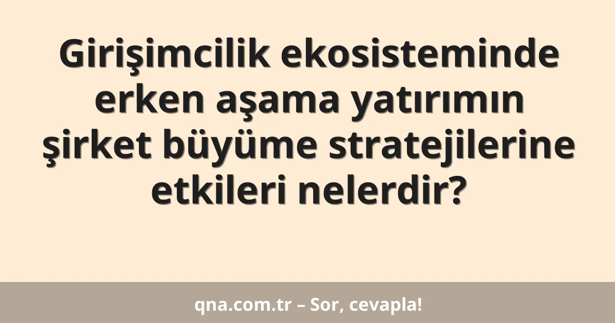 Girişimcilik ekosisteminde erken aşama yatırımın şirket büyüme stratejilerine etkileri nelerdir?