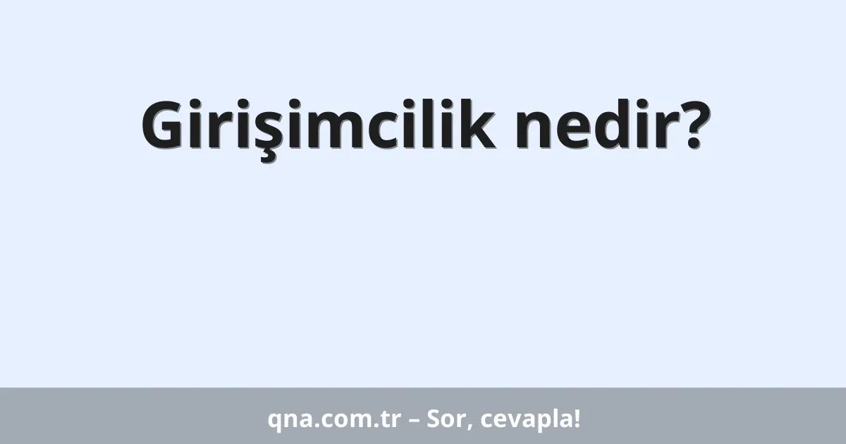 Girişimcilik nedir?
