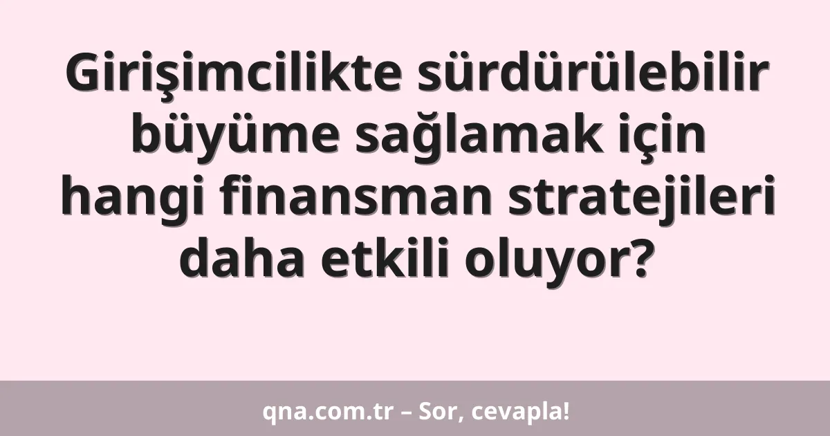 Girişimcilikte sürdürülebilir büyüme sağlamak için hangi finansman stratejileri daha etkili oluyor?
