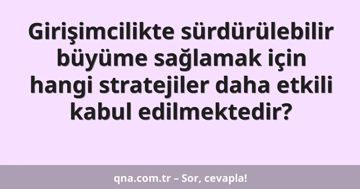 Girişimcilikte sürdürülebilir büyüme sağlamak için hangi stratejiler daha etkili kabul edilmektedir?