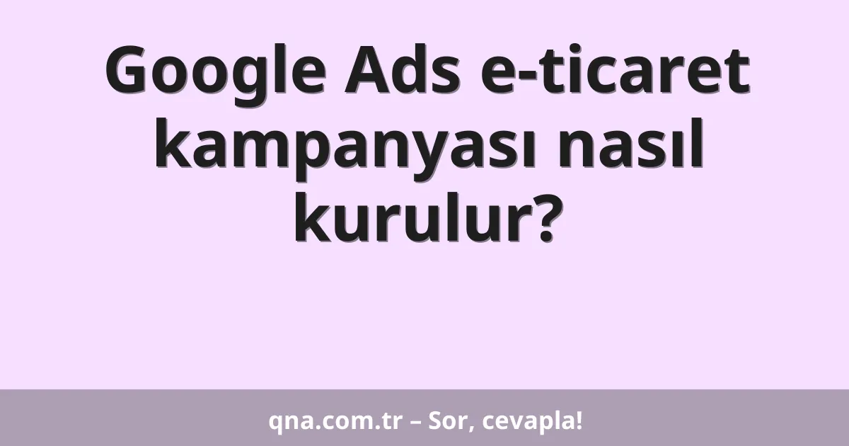 Google Ads e-ticaret kampanyası nasıl kurulur?