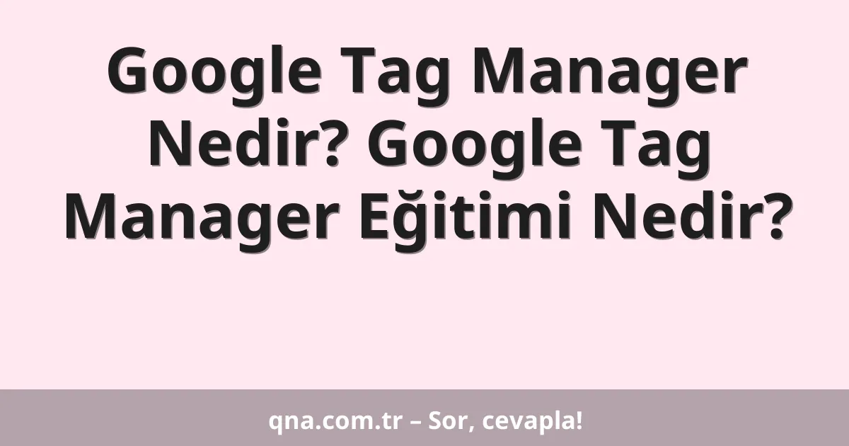 Google Tag Manager Nedir? Google Tag Manager Eğitimi Nedir?