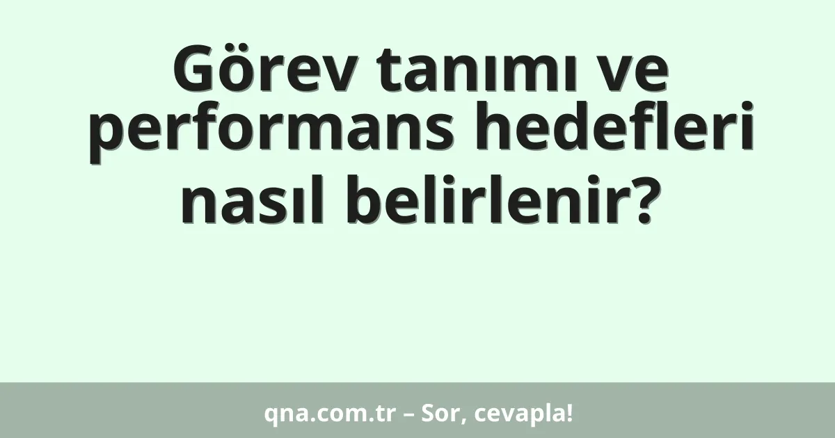 Görev tanımı ve performans hedefleri nasıl belirlenir?