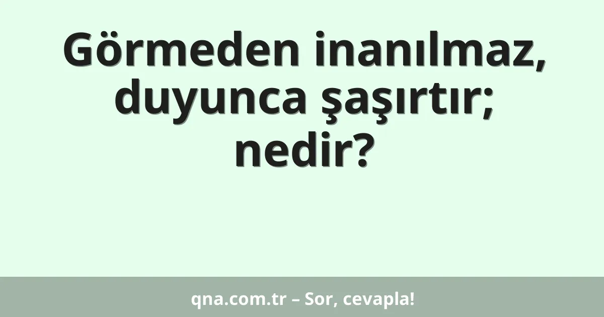 Görmeden inanılmaz, duyunca şaşırtır; nedir?