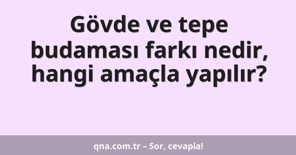 Gövde ve tepe budaması farkı nedir, hangi amaçla yapılır?
