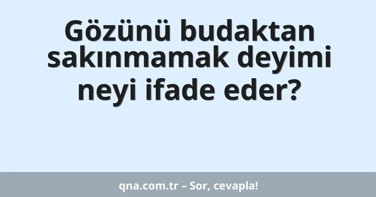 Gözünü budaktan sakınmamak deyimi neyi ifade eder?