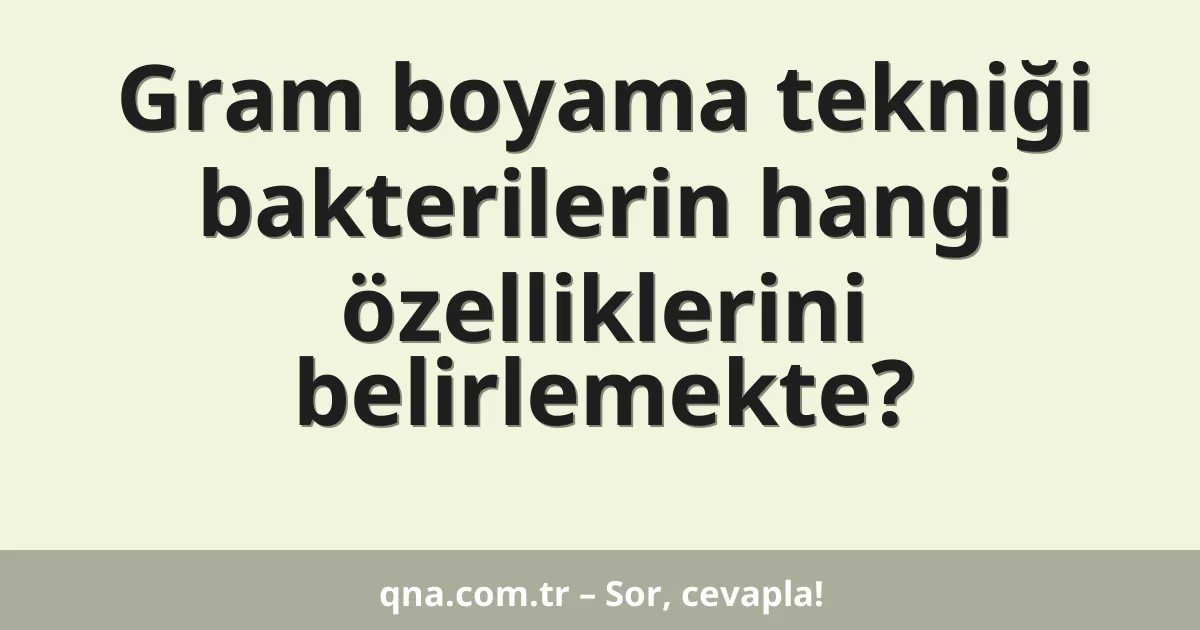 Gram boyama tekniği bakterilerin hangi özelliklerini belirlemekte?