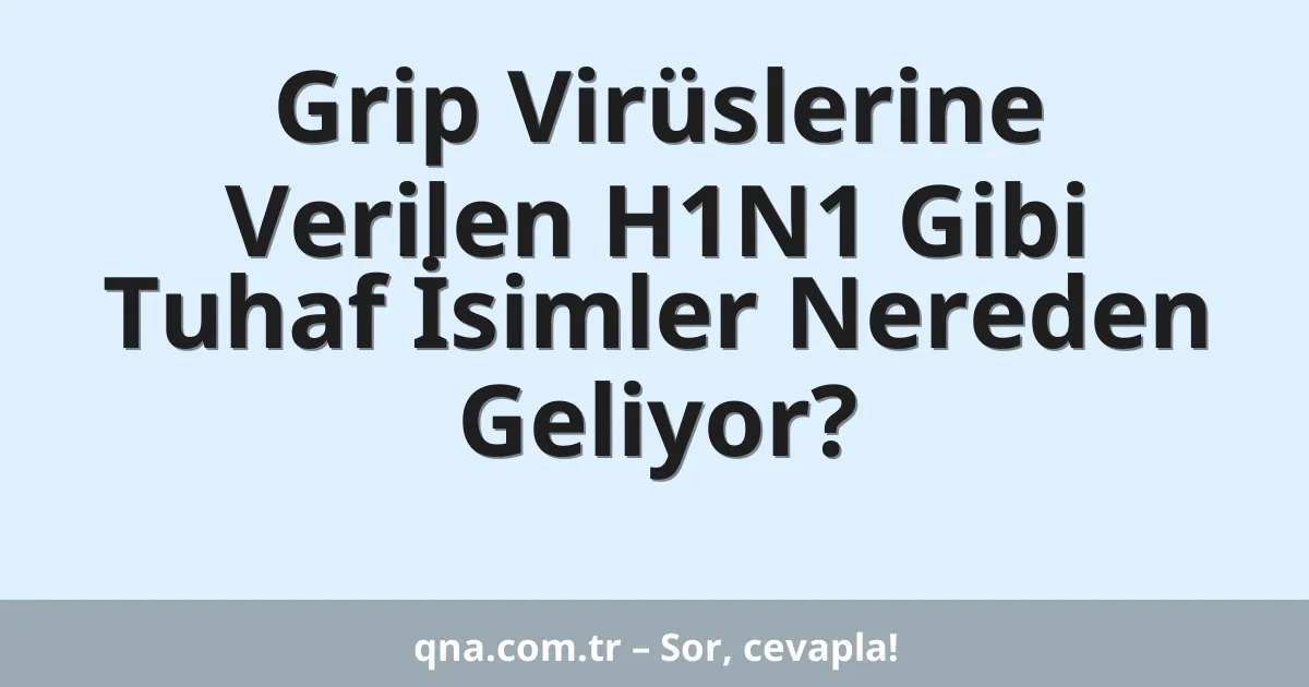 Grip Virüslerine Verilen H1N1 Gibi Tuhaf İsimler Nereden Geliyor?