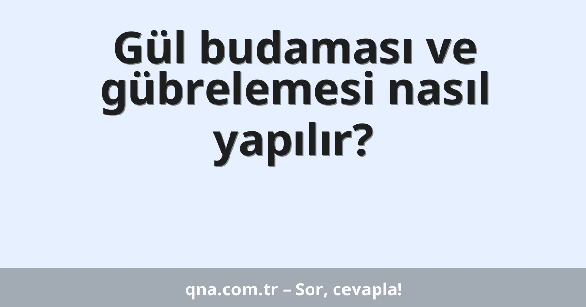 Gül budaması ve gübrelemesi nasıl yapılır?