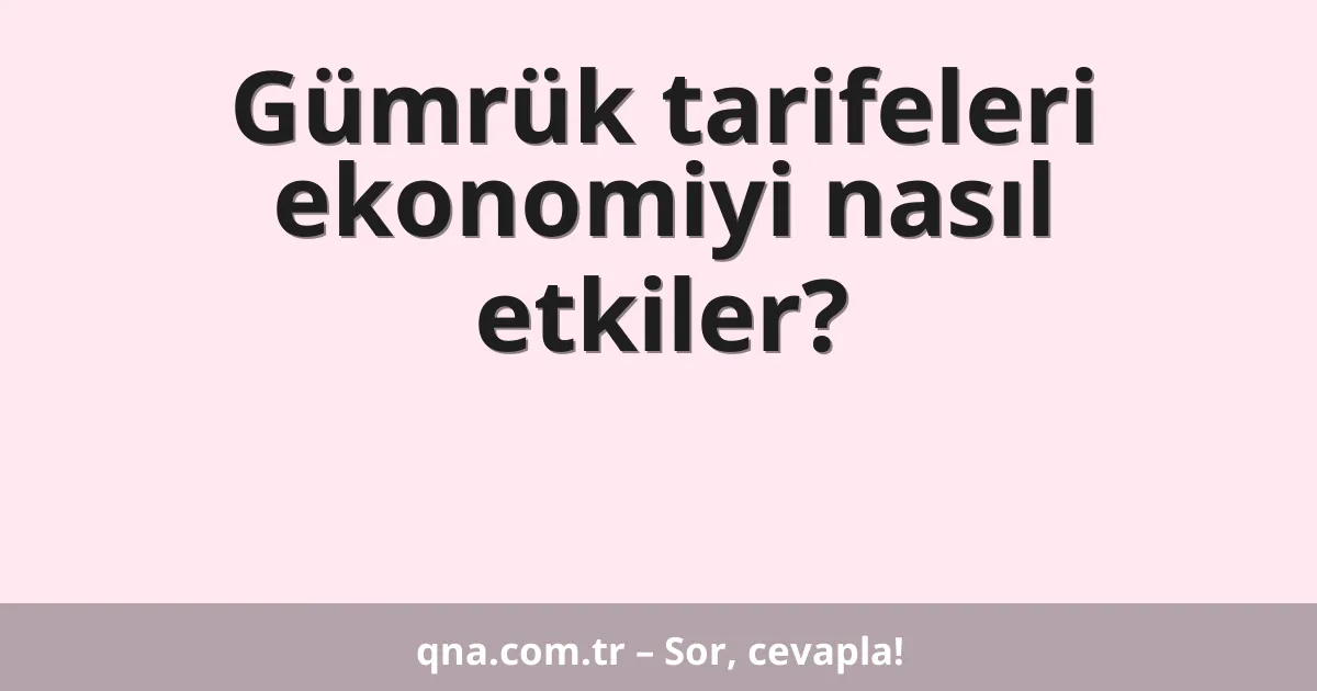 Gümrük tarifeleri ekonomiyi nasıl etkiler?