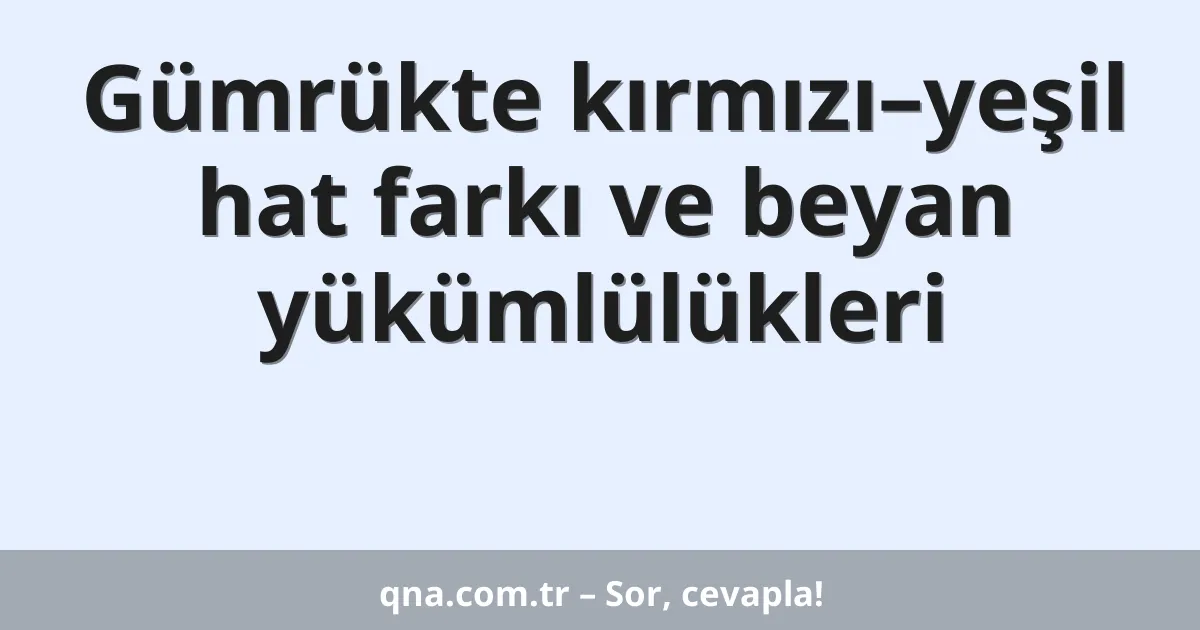 Gümrükte kırmızı–yeşil hat farkı ve beyan yükümlülükleri