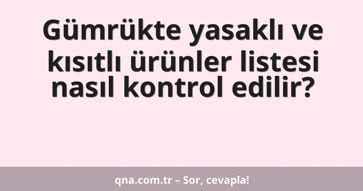 Gümrükte yasaklı ve kısıtlı ürünler listesi nasıl kontrol edilir?