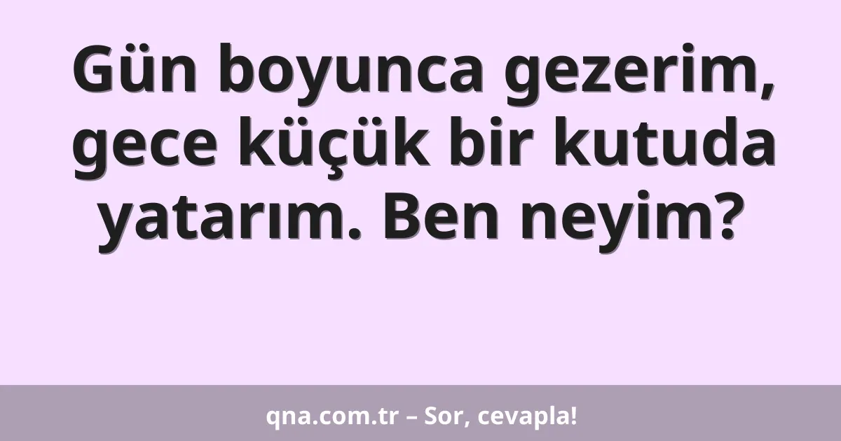 Gün boyunca gezerim, gece küçük bir kutuda yatarım. Ben neyim?