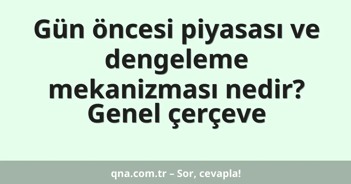 Gün öncesi piyasası ve dengeleme mekanizması nedir? Genel çerçeve