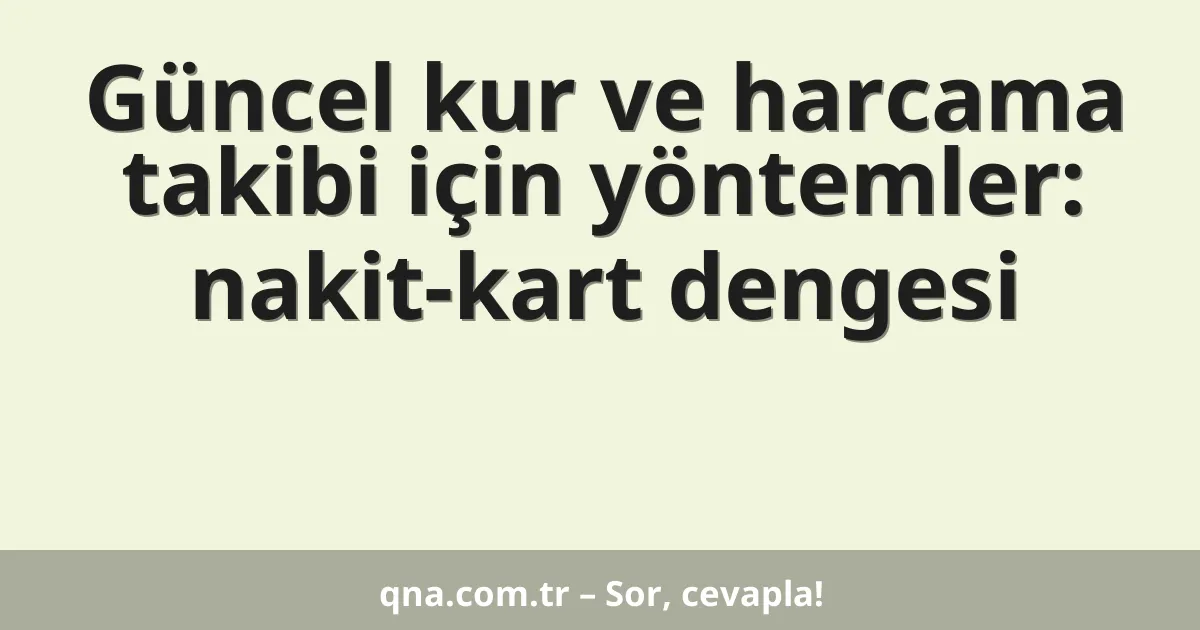 Güncel kur ve harcama takibi için yöntemler: nakit-kart dengesi