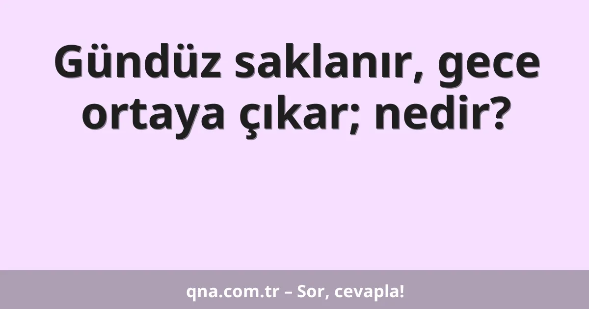 Gündüz saklanır, gece ortaya çıkar; nedir?
