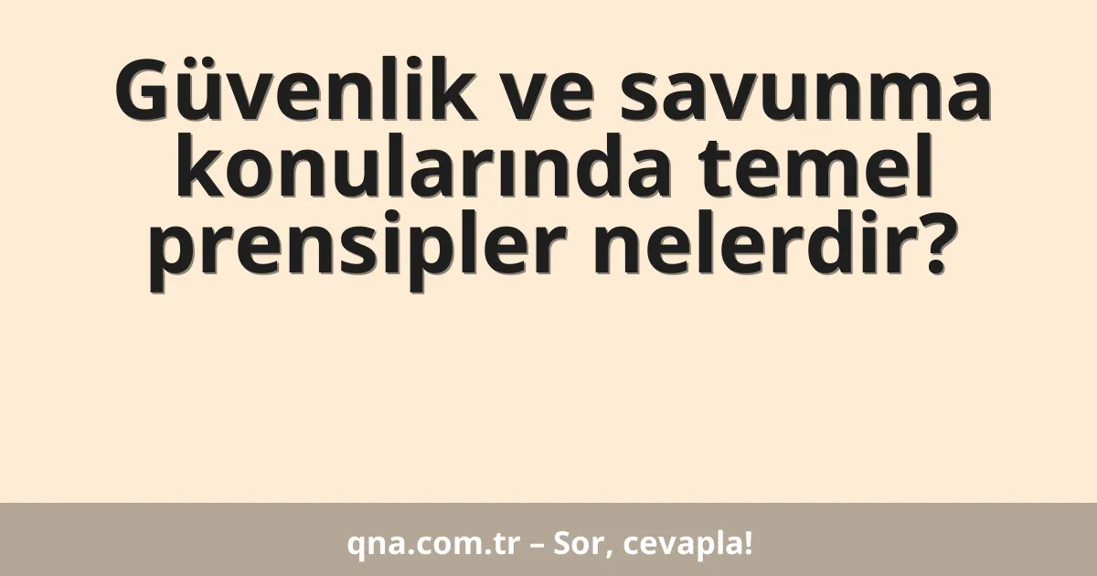 Güvenlik ve savunma konularında temel prensipler nelerdir?