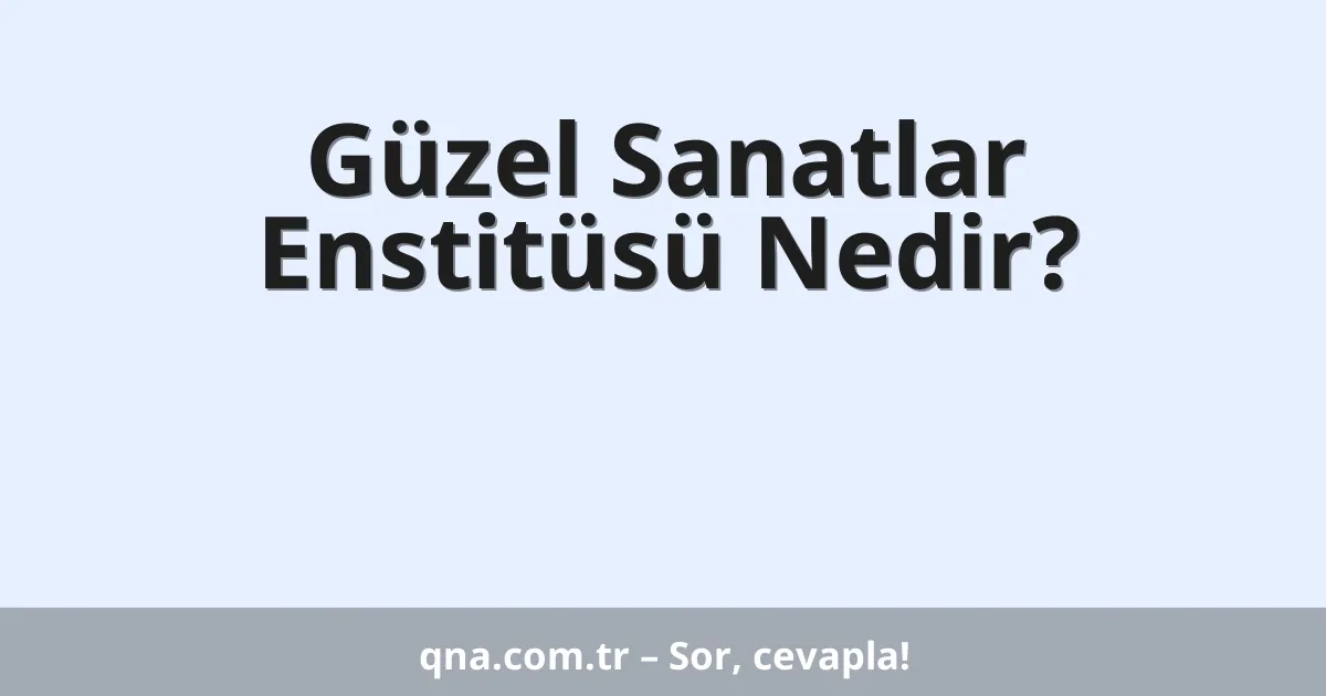 Güzel Sanatlar Enstitüsü Nedir?
