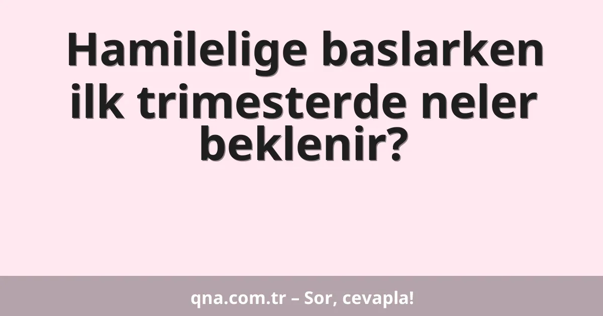 Hamilelige baslarken ilk trimesterde neler beklenir?