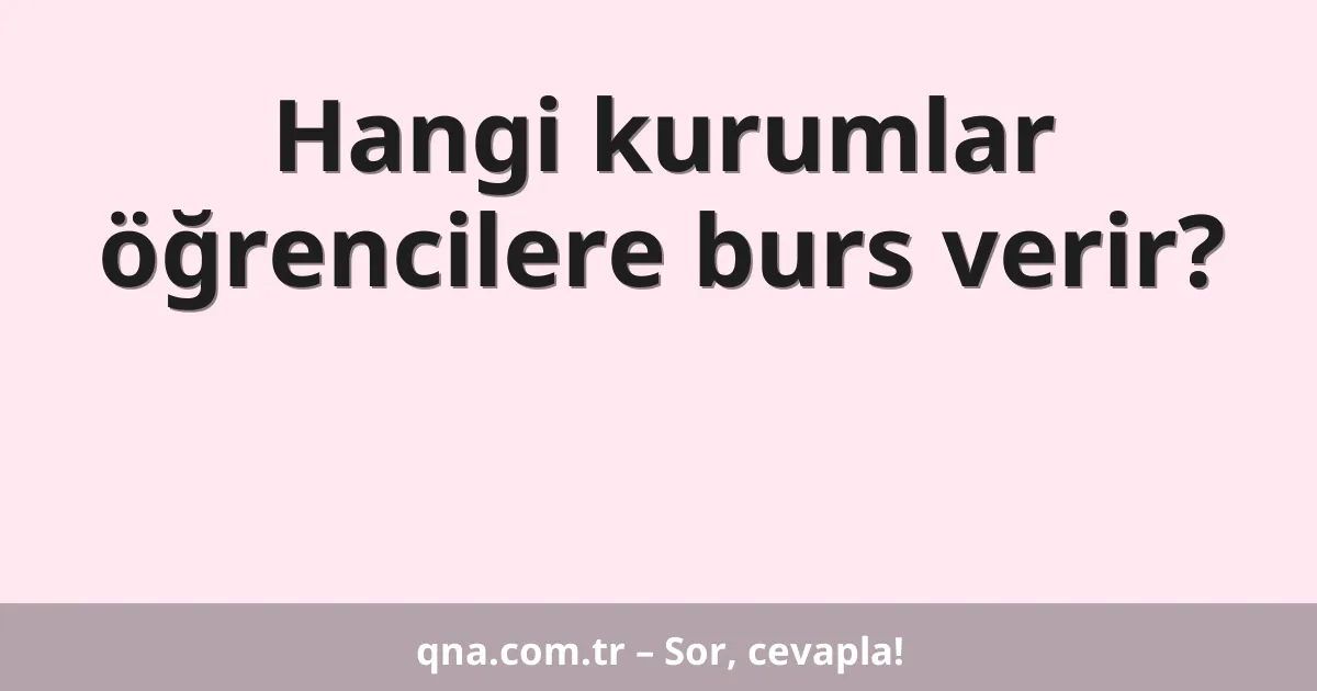 Hangi kurumlar öğrencilere burs verir?