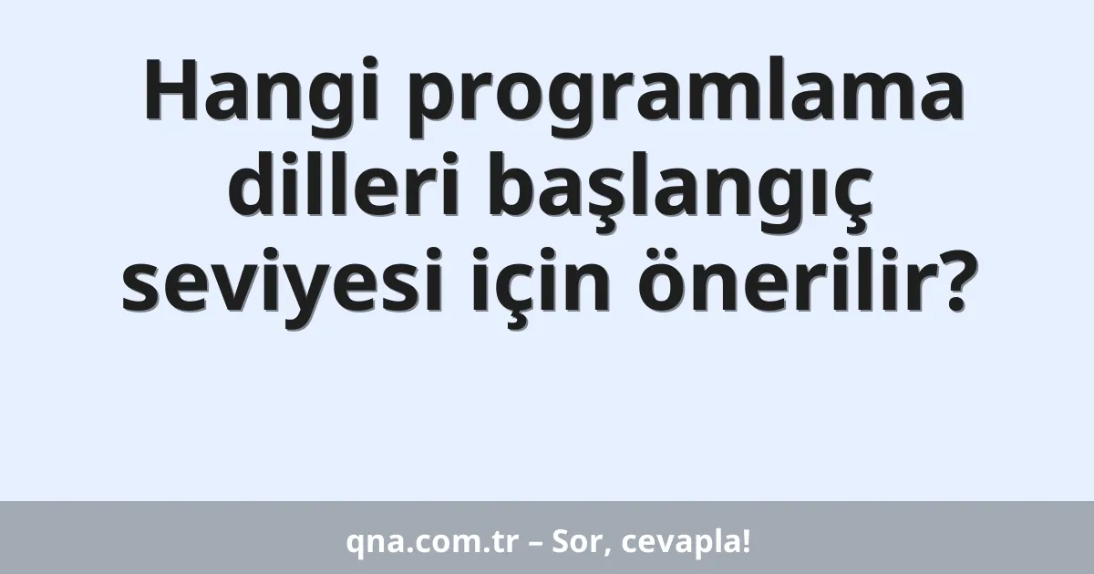 Hangi programlama dilleri başlangıç seviyesi için önerilir?
