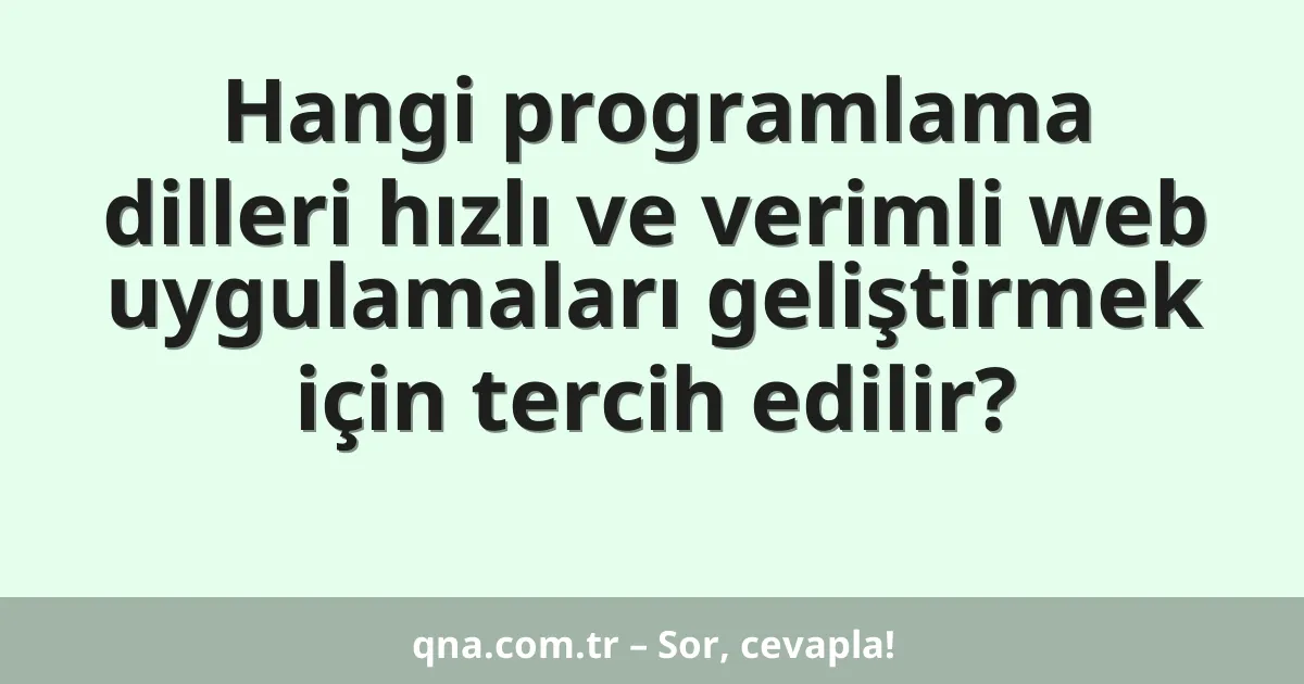 Hangi programlama dilleri hızlı ve verimli web uygulamaları geliştirmek için tercih edilir?