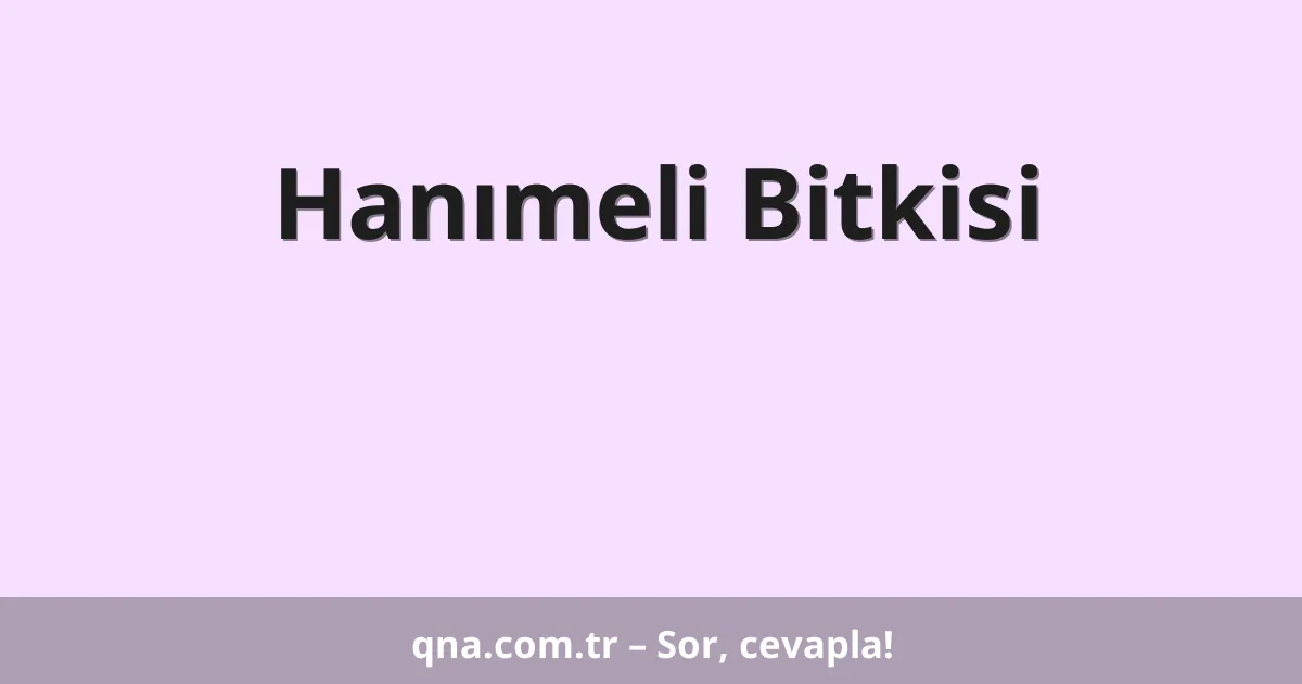 Hanımeli Bitkisi