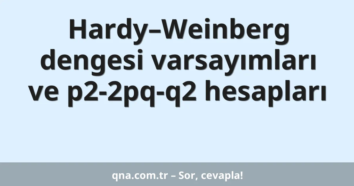 Hardy–Weinberg dengesi varsayımları ve p2-2pq-q2 hesapları