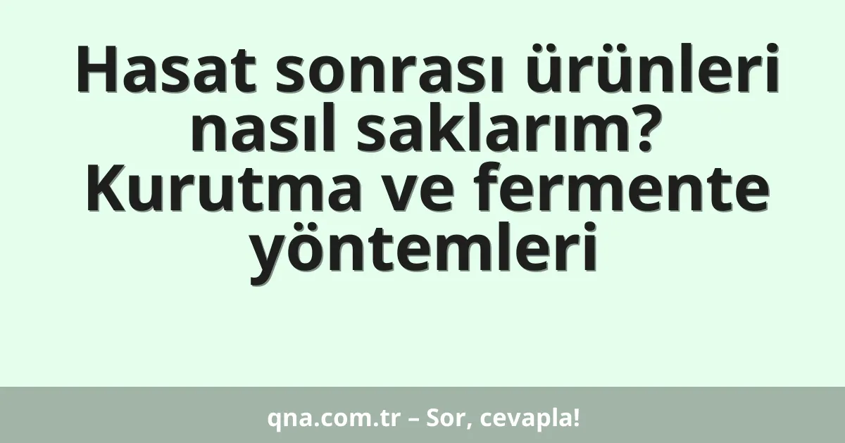 Hasat sonrası ürünleri nasıl saklarım? Kurutma ve fermente yöntemleri
