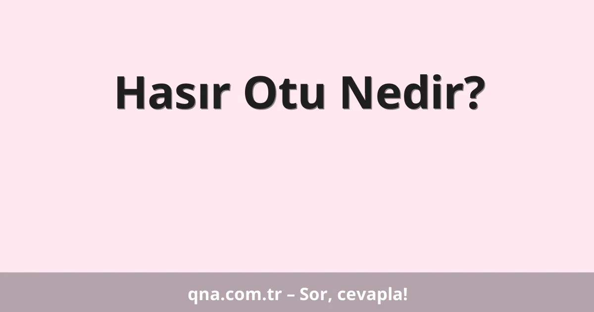 Hasır Otu Nedir?