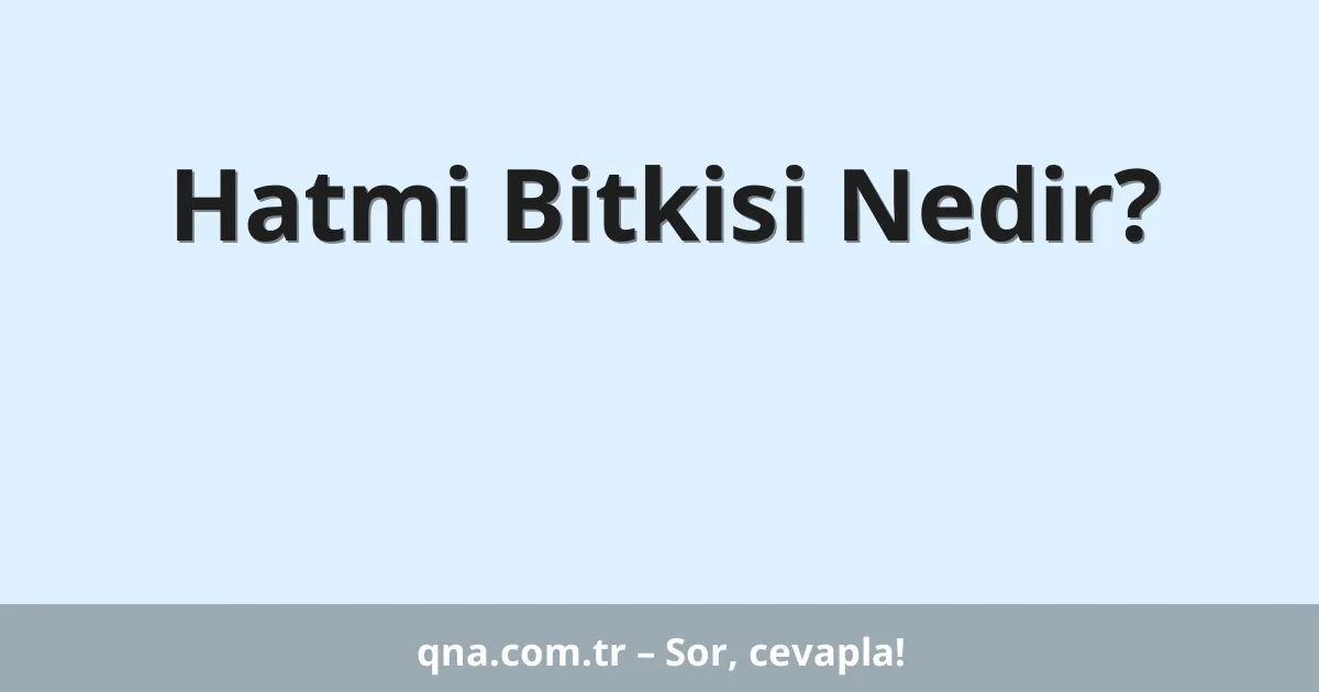 Hatmi Bitkisi Nedir?
