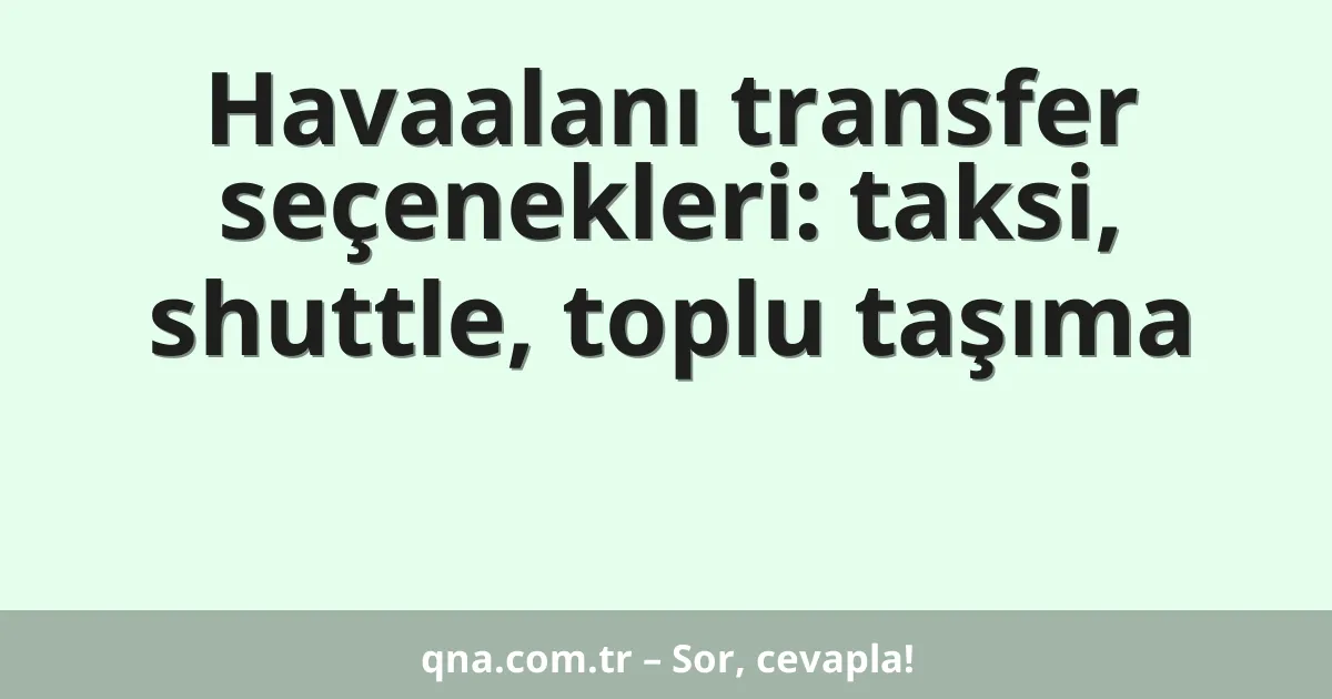 Havaalanı transfer seçenekleri: taksi, shuttle, toplu taşıma