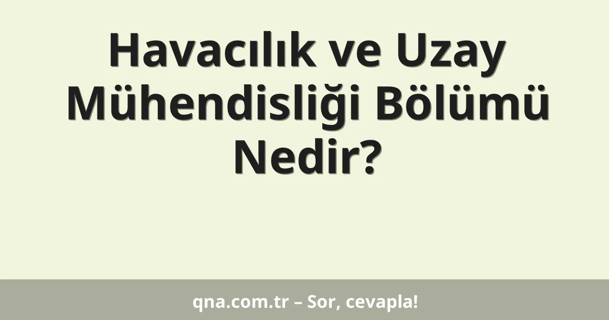 Havacılık ve Uzay Mühendisliği Bölümü Nedir?