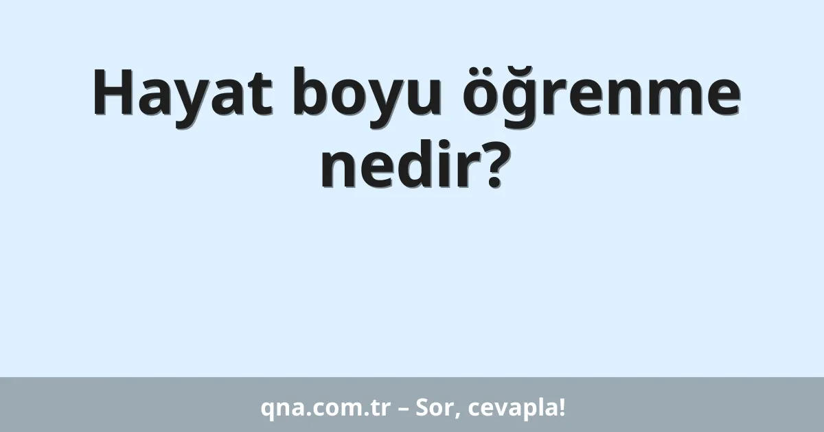 Hayat boyu öğrenme nedir?