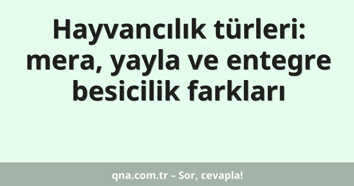 Hayvancılık türleri: mera, yayla ve entegre besicilik farkları