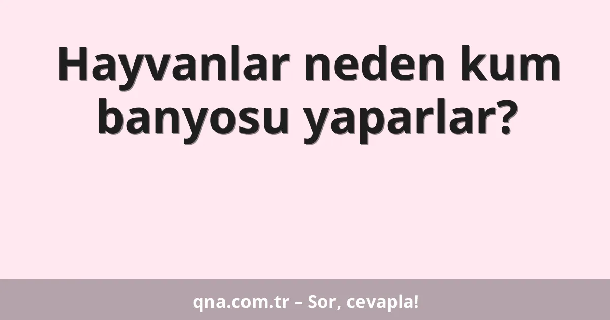 Hayvanlar neden kum banyosu yaparlar?