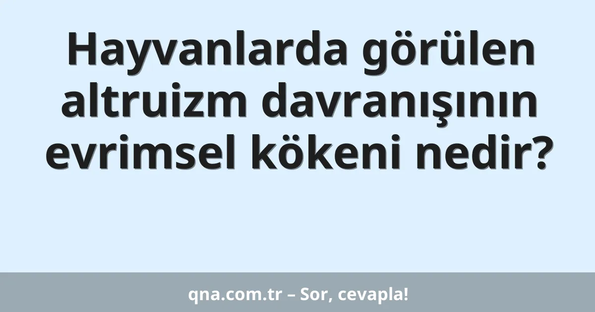 Hayvanlarda görülen altruizm davranışının evrimsel kökeni nedir?