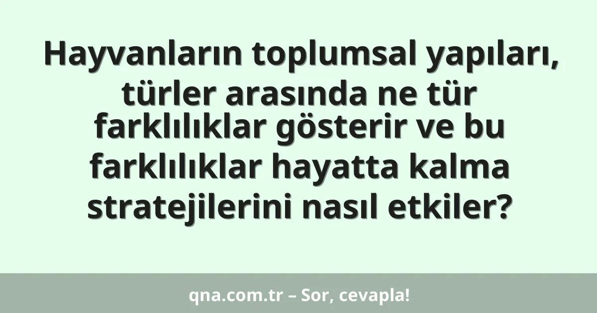 Hayvanların toplumsal yapıları, türler arasında ne tür farklılıklar gösterir ve bu farklılıklar hayatta kalma stratejilerini nasıl etkiler?
