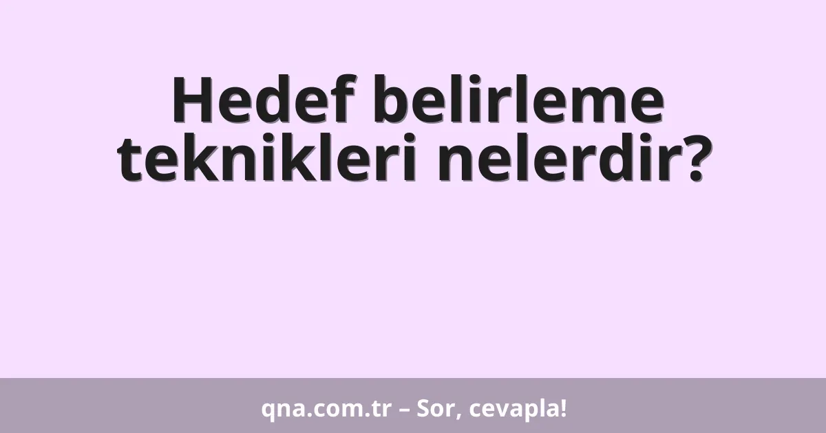 Hedef belirleme teknikleri nelerdir?