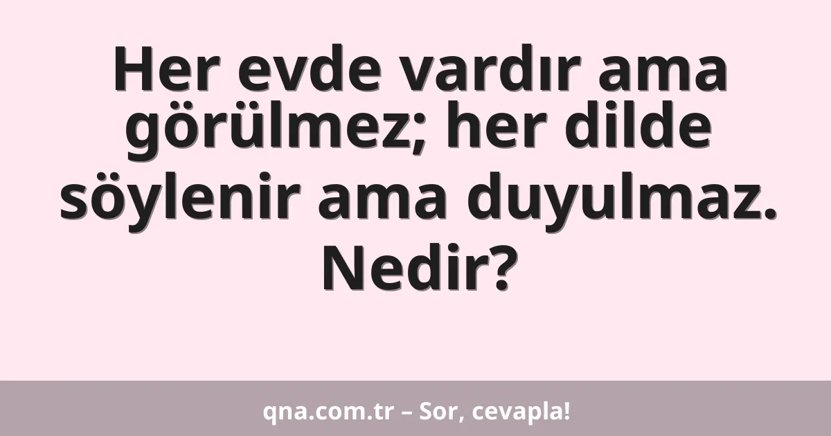 Her evde vardır ama görülmez; her dilde söylenir ama duyulmaz. Nedir?