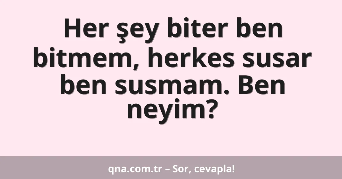 Her şey biter ben bitmem, herkes susar ben susmam. Ben neyim?