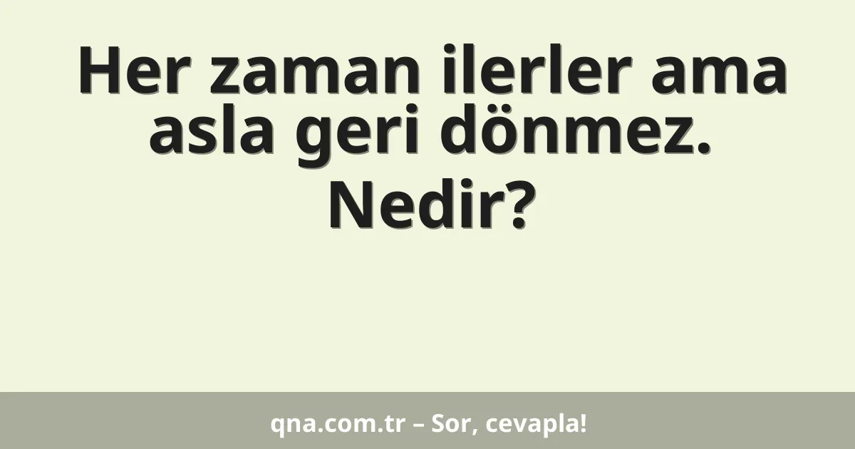 Her zaman ilerler ama asla geri dönmez. Nedir?
