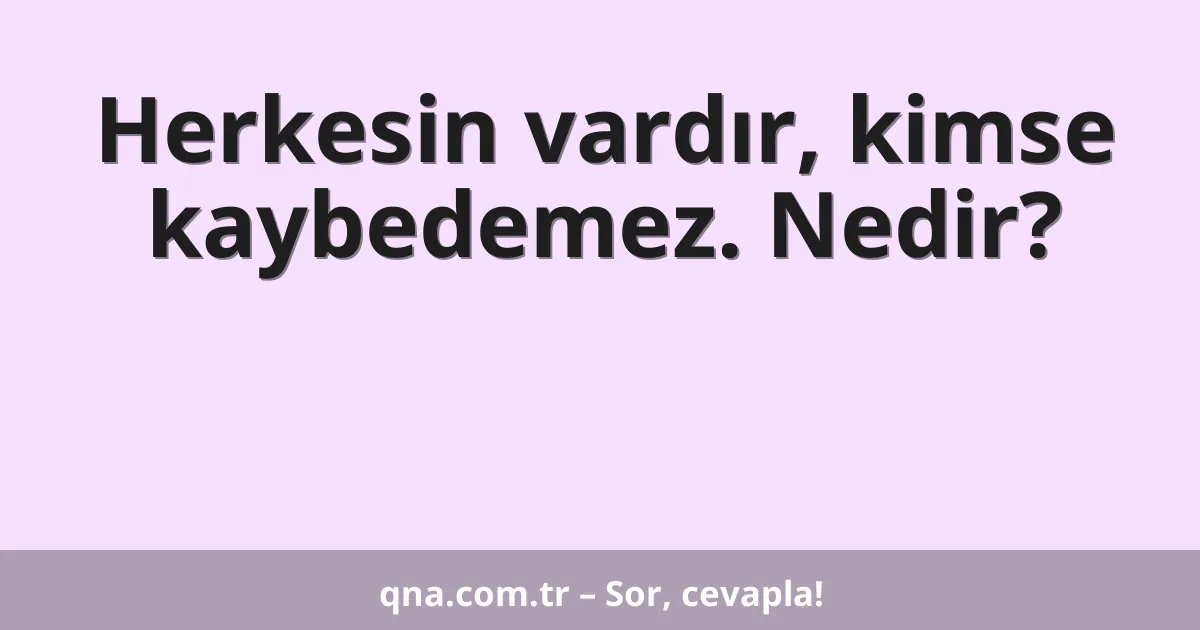 Herkesin vardır, kimse kaybedemez. Nedir?
