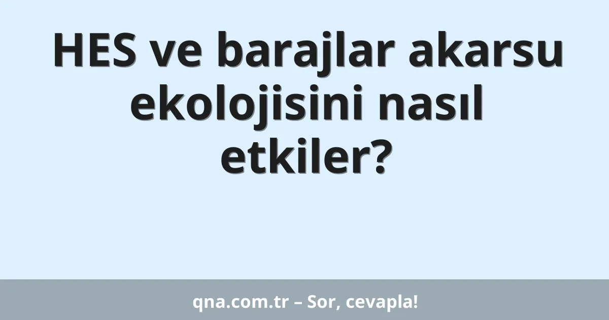 HES ve barajlar akarsu ekolojisini nasıl etkiler?