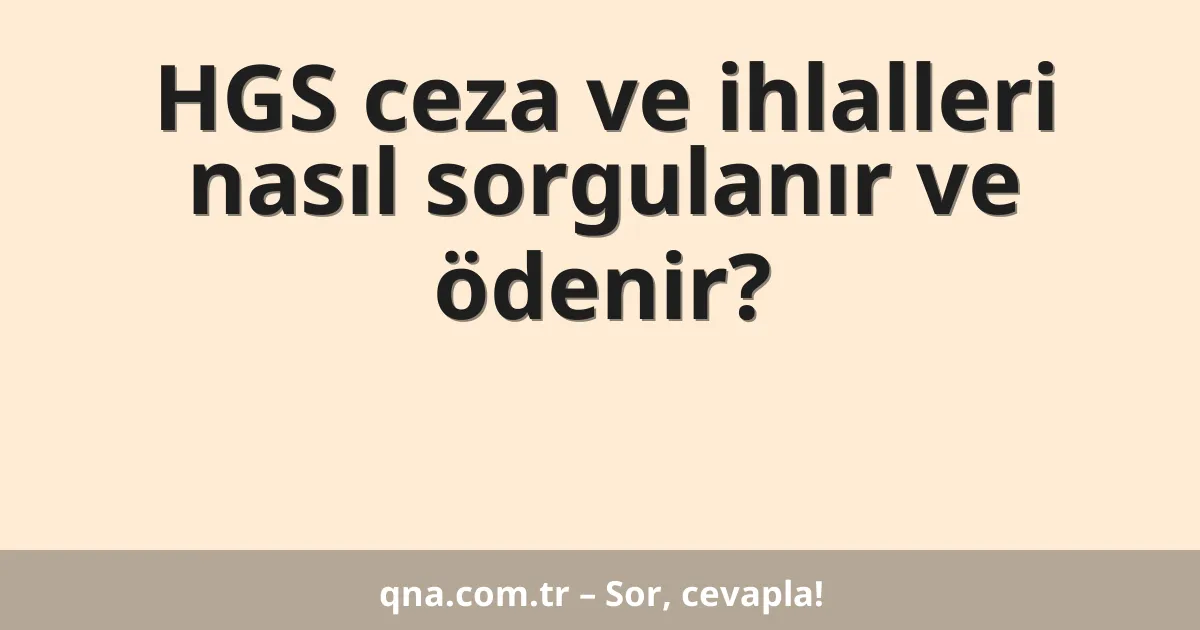HGS ceza ve ihlalleri nasıl sorgulanır ve ödenir?