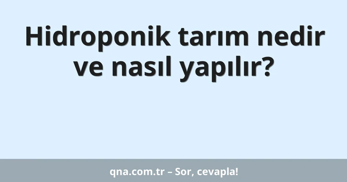 Hidroponik tarım nedir ve nasıl yapılır?
