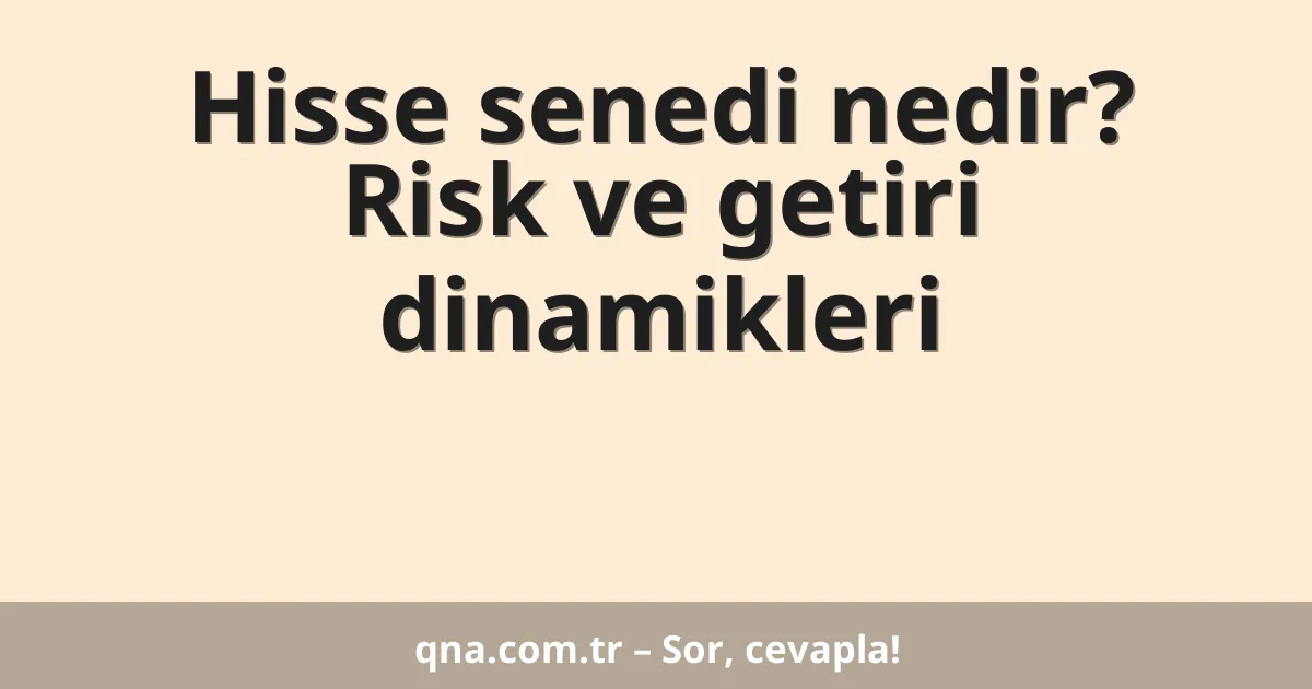 Hisse senedi nedir? Risk ve getiri dinamikleri